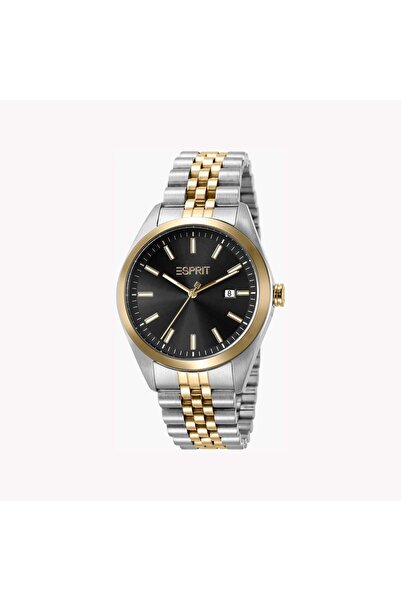 Esprit Men's Silver & Gold Stainless Steel Watch, Black Dial | Es1g250m0045