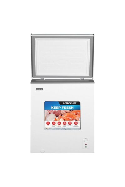 Krome فريزر أفقي | سعة ١٥٠ لتر | باب واحد | لون أبيض | سلة