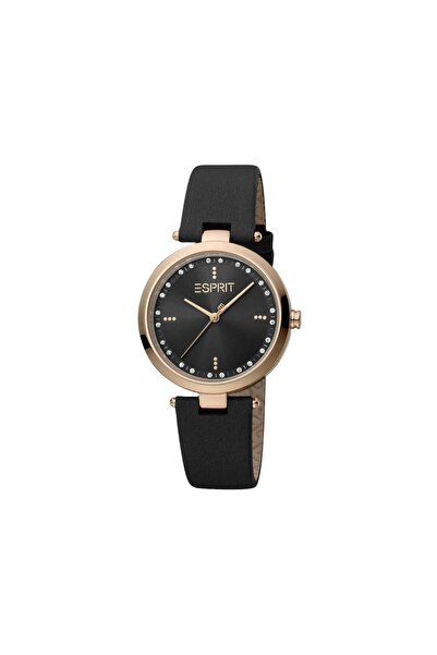 Esprit Women's Black Leather Watch, Black Dial | Es1l035m0015