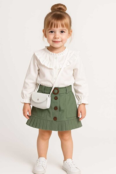 gigigiyim Girl's Suit with Ruffle Detail on the Collar and Bag