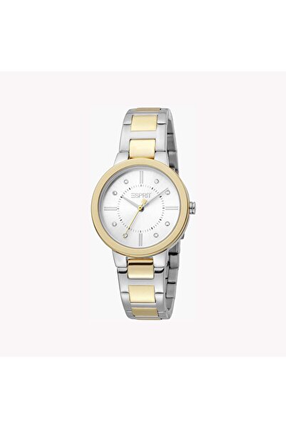 Esprit Women's Silver & Gold Stainless Steel Watch, Silver Dial | Es1l077m0035