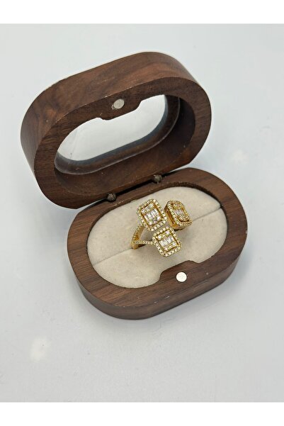 MyladyAccessoriess خاتم بتفاصيل حجرية من 3 قطع (مطلي بالنحاس) (قابل للتعديل)