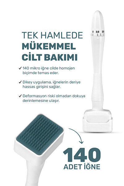 SİLVERLAND DermaStamp 140 Titanyum İğneli , Ayarlanabilir 10 İğne Ölçülü 0.25mm-3.00mm Dezenfektan Hediyeli