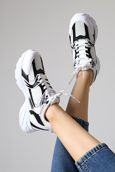Encool White Mesh Women's Sports Shoes – Stylish and Comfortable Sneaker Model with Black Detailing