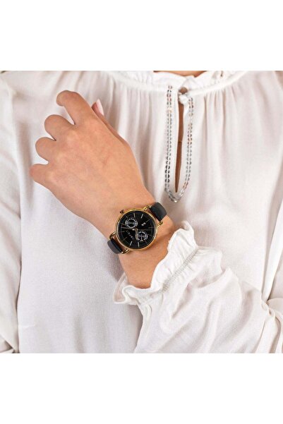 Esprit Women's Black Leather Watch, Black Dial | Es1l066m0045