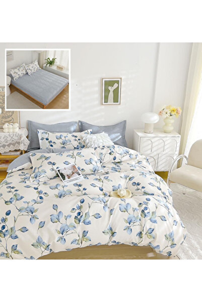 Pucioasa Double Bed Linen Set (Fitted Sheet), Reversible 6-Piece Finet Cotton...