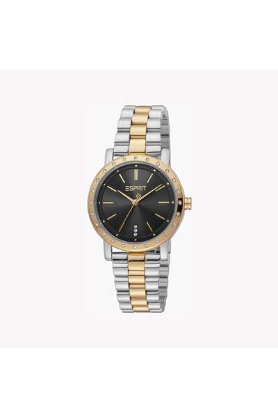 Esprit Women's Silver & Gold Watch, Black Dial | Es1l182m0045