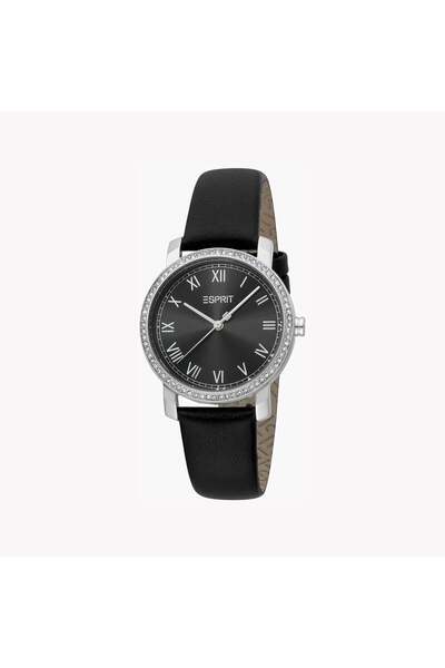 Esprit Women's Black Leather Watch, Black Dial | Es1l183m0015