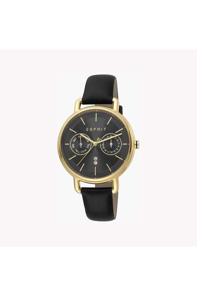 Esprit Women's Black Leather Watch, Black Dial | Es1l066m0045