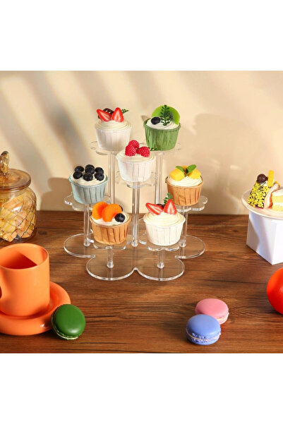 OEM QEOSSKGI display stand, 25x23 cm, 7 tiers, Acrylic, flower shape, Transparent