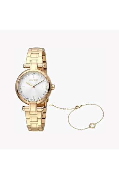 Esprit Women's Gold Stainless Steel Watch, Silver Dial | Es1l160m0055