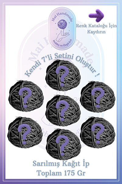Mai Handmade Sarılmış Kağıt İp Kendi 7'li Setini Oluştur ! Örgü İp