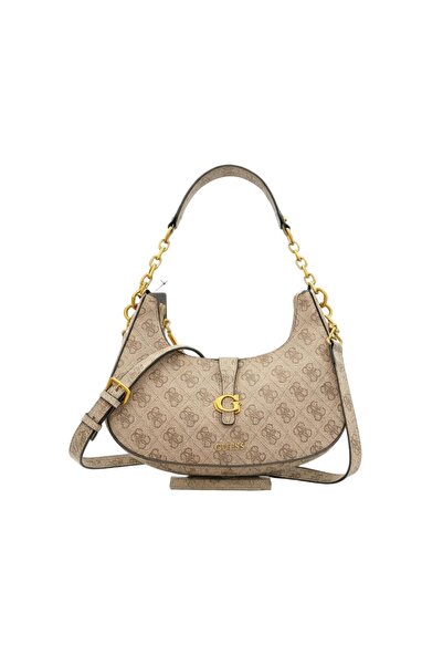 Guess حقيبة كتف نسائية جديدة مطبوع على شكل هلال، مقاس 27×6×21 سم