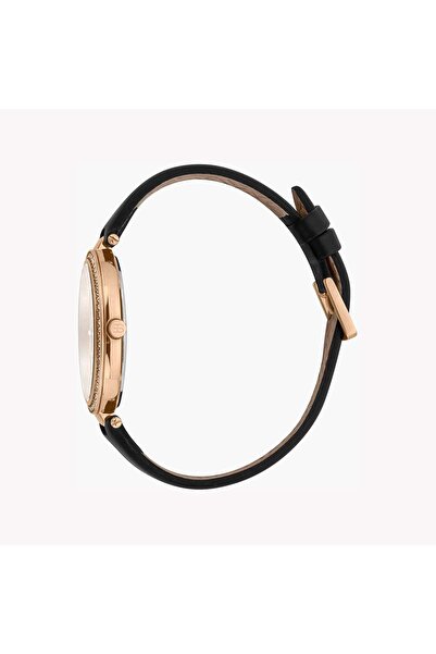 Esprit Women's Black Leather Watch, Silver Dial | Es1l162m0015