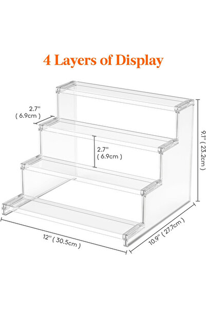 OEM Lifewit display stand, 4 levels, 30 cm, with decorative edges, plastic, transparent