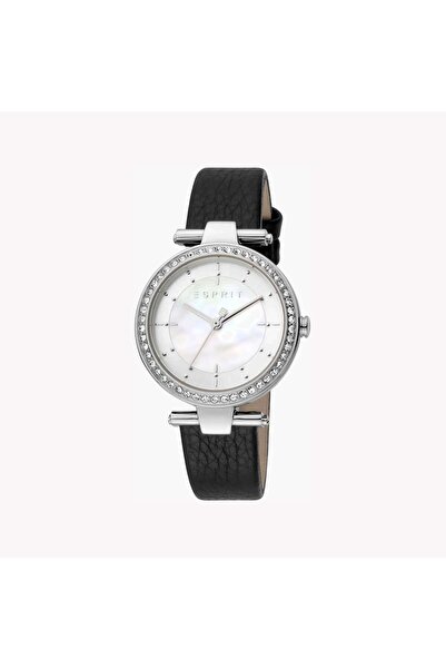 Esprit Women's Black Leather Watch, White Mother Of Pearls | Es1l123m0045
