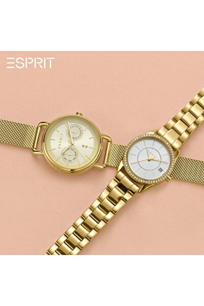 Esprit Women's Gold Stainless Steel Watch, Silver Dial | ES1L195M0085