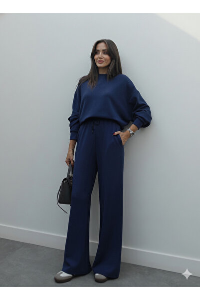 Lovely butik Oversized Tracksuit Set Wide Leg Loose Fit Women's Winter Two-Piece Set