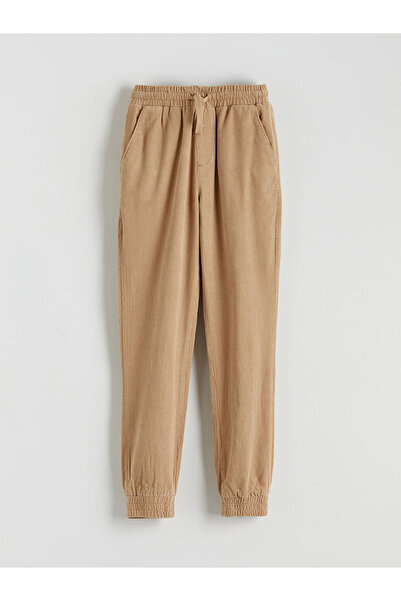 LC Waikiki LCW Kids Bej Beli Lastikli Kadife Erkek Çocuk Jogger Pantolon