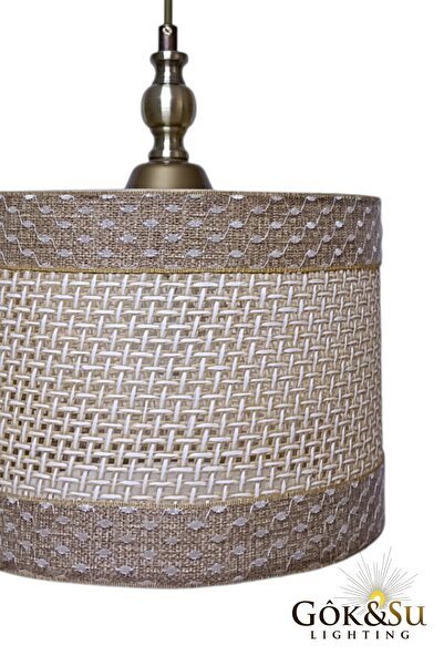Göksu Lighting Kontrast Dokulu Silindir - Modern Rustik Hasır Örgü Sarkıt Avize