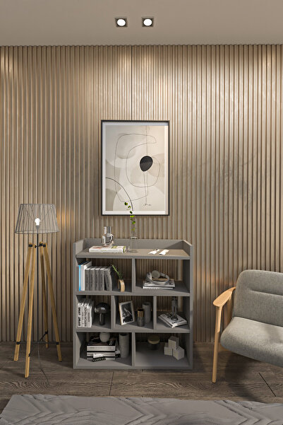 BlackSea 7 Bölmeli Kitaplık,Raflı Kitaplık,Beyaz,95 cm,Dekoratif Kitaplık