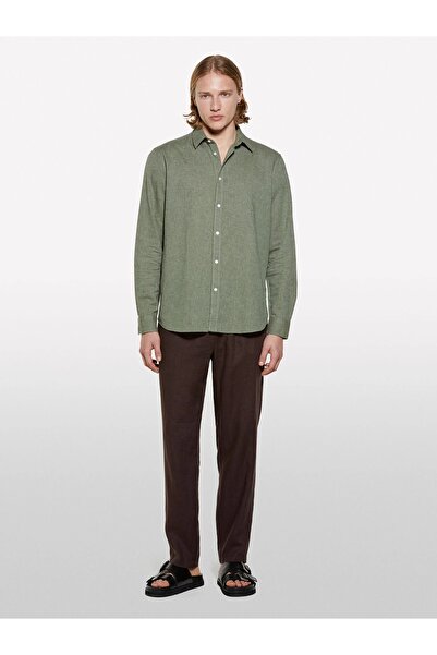 Sisley Сорочка з льону з смужками, прямий крій, чоловіча сорочка Mix - 325P51FCSQ03G