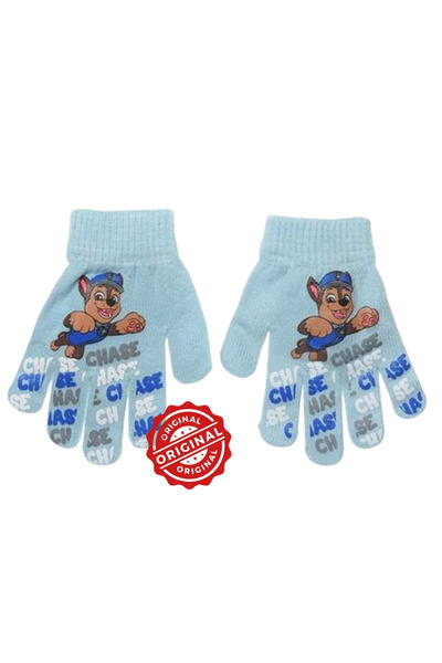 PAW PATROL Children's Knitted Gloves - PAW Patrol® Chase, Light Blue, Warm Ac...