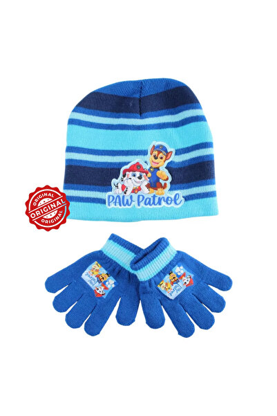 PAW PATROL Set căciulă și mănuși Marshall & Chase pentru copii, albastru, măr...