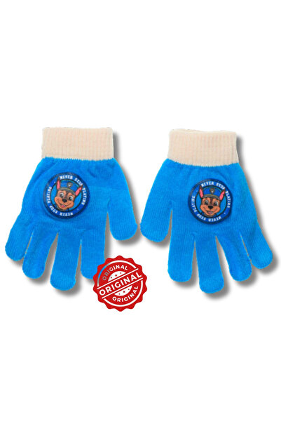 PAW PATROL Kids' Knitted Gloves, PAW Patrol® Chase, Blue with Cream Cuff, Off...