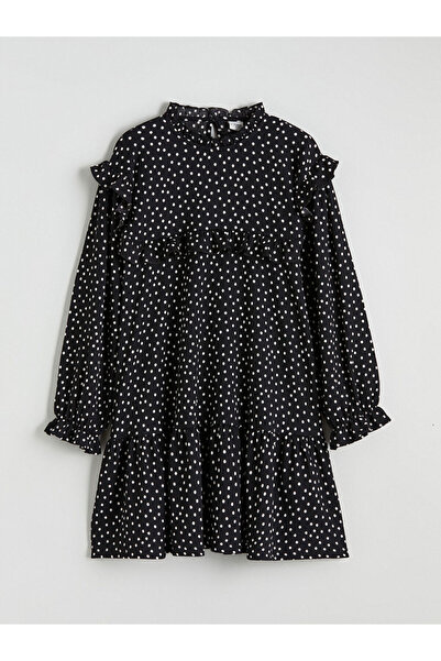 LC Waikiki Rmz Gi̇yi̇m Farkiyla Hakim Roba Collar Polka Dot Girls' Dress