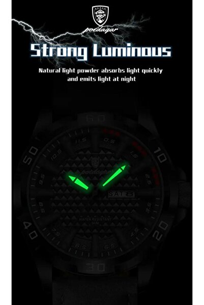 POEDAGAR Stylish Men's Wristwatch with Luxury Calendar Function