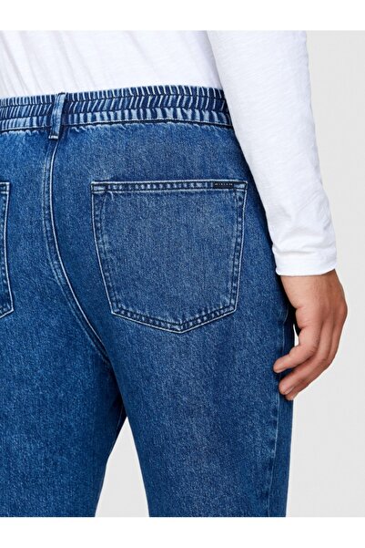 Sisley Ανδρικό παντελόνι μπλε παντελόνι από βαμβακερό λιοξέλιο με άνετο κοψίματο - 324P4QBESE020