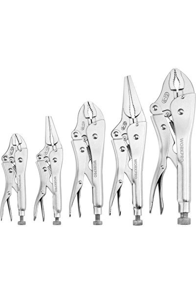Workpro 5-Piece Locking Pliers Set, Chrome Vanadium Steel