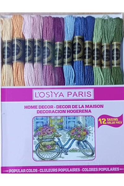 Kezban Tekstil LOSİYA PARİS Set de 12 fire de mulina colorate Set de fire de etamină pentru punctul de cruce