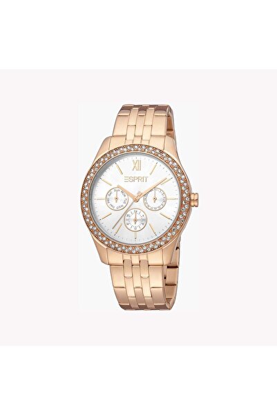 Esprit Women's Rose Gold Stainless Steel Watch, Silver Dial | Es1l162m0045