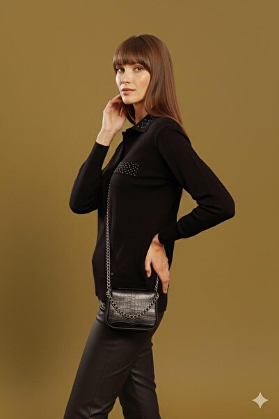 Lal Triko Polo Neck Zimba Detailled Sweater 12022