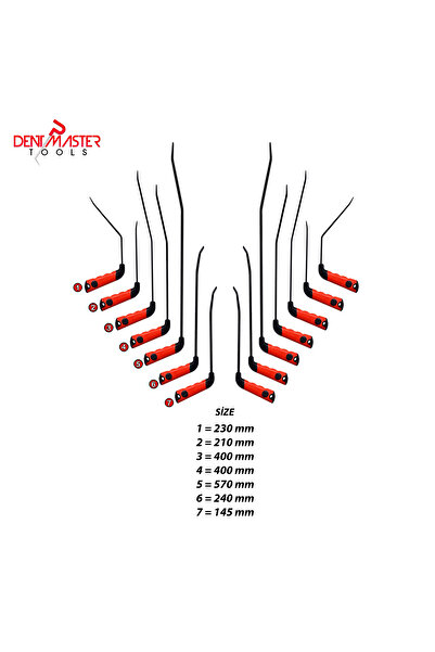 PDR DENT MASTER TOOLS PDR BOYASIZ GÖÇÜK DÜZELTME DENT MASTER EĞRİ AYRAÇ 14 PA...