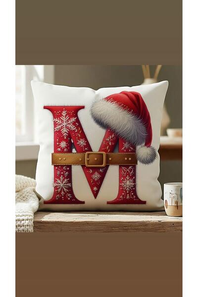 KIRLENTİM New Year Red Beret Belted Letter-M-Cushion-Cover