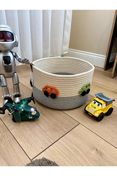 NuaCraft Children's Baby Room Wicker Car Figured Toy Basket Organizer Gift De...