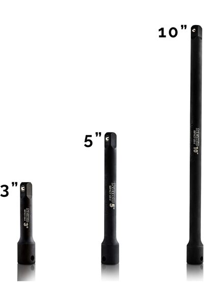 NEİKO 3-Piece 3/8" Drive Impact Extension Bar Set (3, 5, 10 in) - Model 00234A