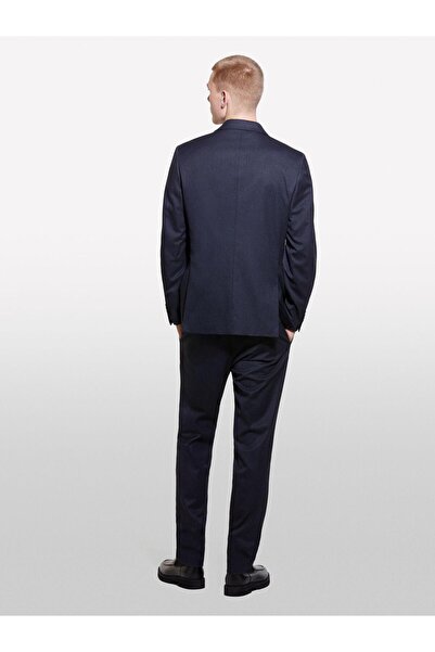 Sisley Viscose Blend Comfort Fit Pants Men's Blue Trousers - 324A47Phsf04M