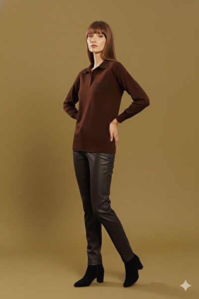 Lal Triko Polo Neck Zimba Detailled Sweater 12022