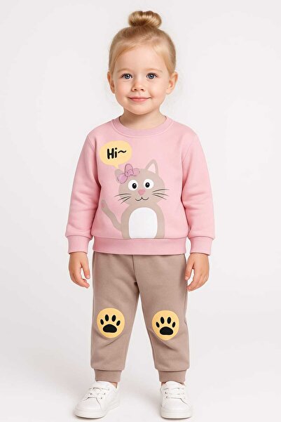 gigigiyim Cat Paw Patterned Three-Strand Girls' Set