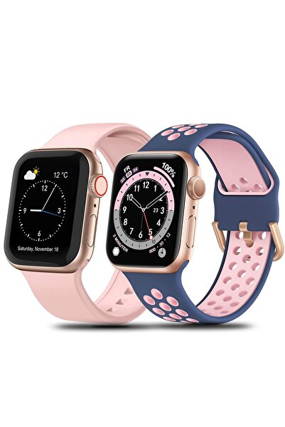 OEM Set of 2 Baklon Smartwatch Straps, 38/40 mm, for Apple Watch, blue and pink