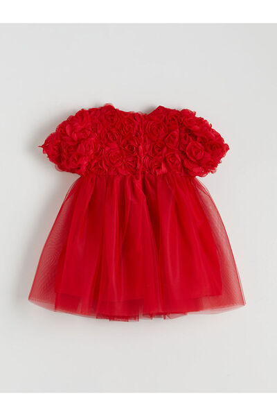 LC Waikiki LCW Kids Kırmızı Bisiklet Yaka Kız Çocuk Abiye Elbise