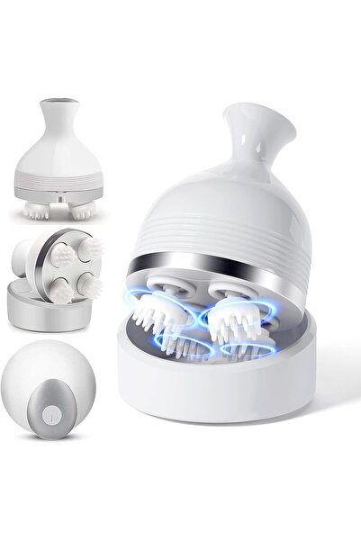 HYX جهاز تدليك فروة الرأس الكهربائي - محمول باليد، 4 رؤوس تدليك، قابل لإعادة ...