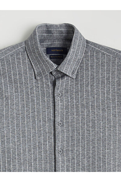 LC Waikiki Gray Striped Long Sleeve Men's Shirt
