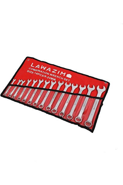 Lawazim 14-piece Carbon Steel Metric Wrench Set 8-32mm, Open and Box End with Foldable Bag