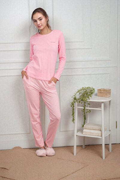 Pierre Cardin Women's Cotton Striped Bottom Pajama Set with Socks Gift A8R7C6U6R