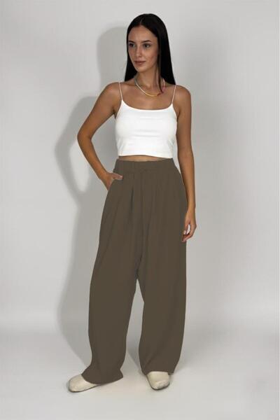 Betimoda Women's Woven Modal Elastic Waist Wide Leg Pocket Drawstring Palazzo Pants